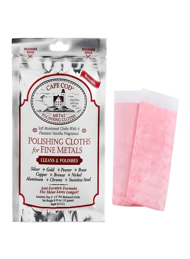 Cape Cod Metal Polish Cloths, 2 x 4" x 6", Compatible with Copper, Brass, Stainless Steel, Pewter, Aluminum, Metal, Nickel - Image 2